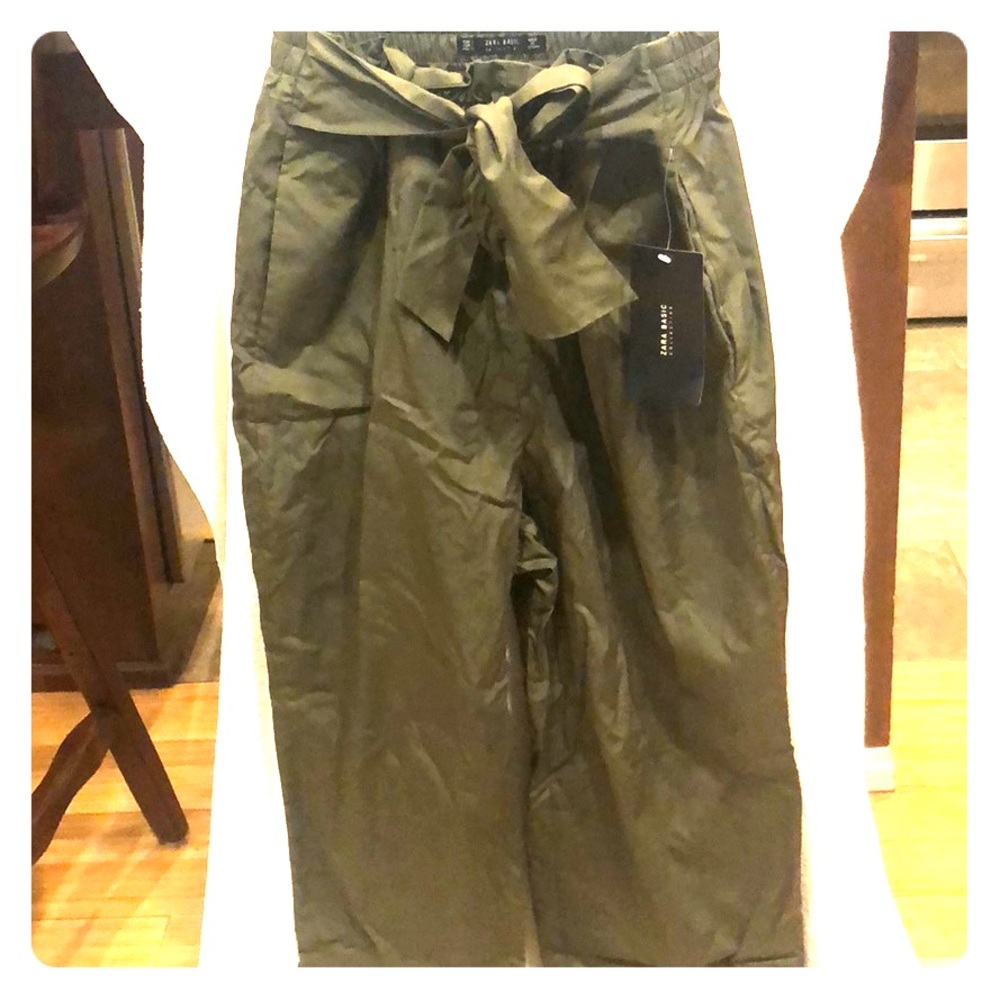 Zara Basic Stretch Band Army Green Pants